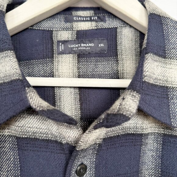Lucky Brand Navy Flannel Plaid Button Shirt - Picture 3 of 5